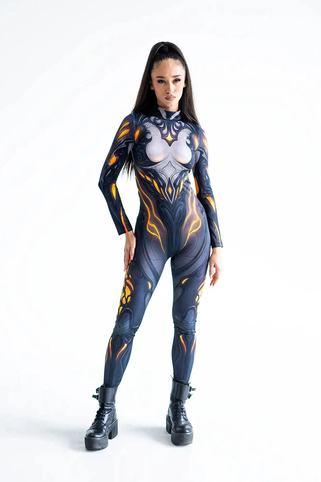 Lava Woman Gothic Armor Costume: Adult Halloween Cosplay