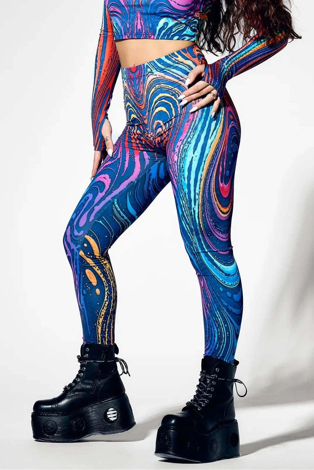 Colorful techno outfit leggings