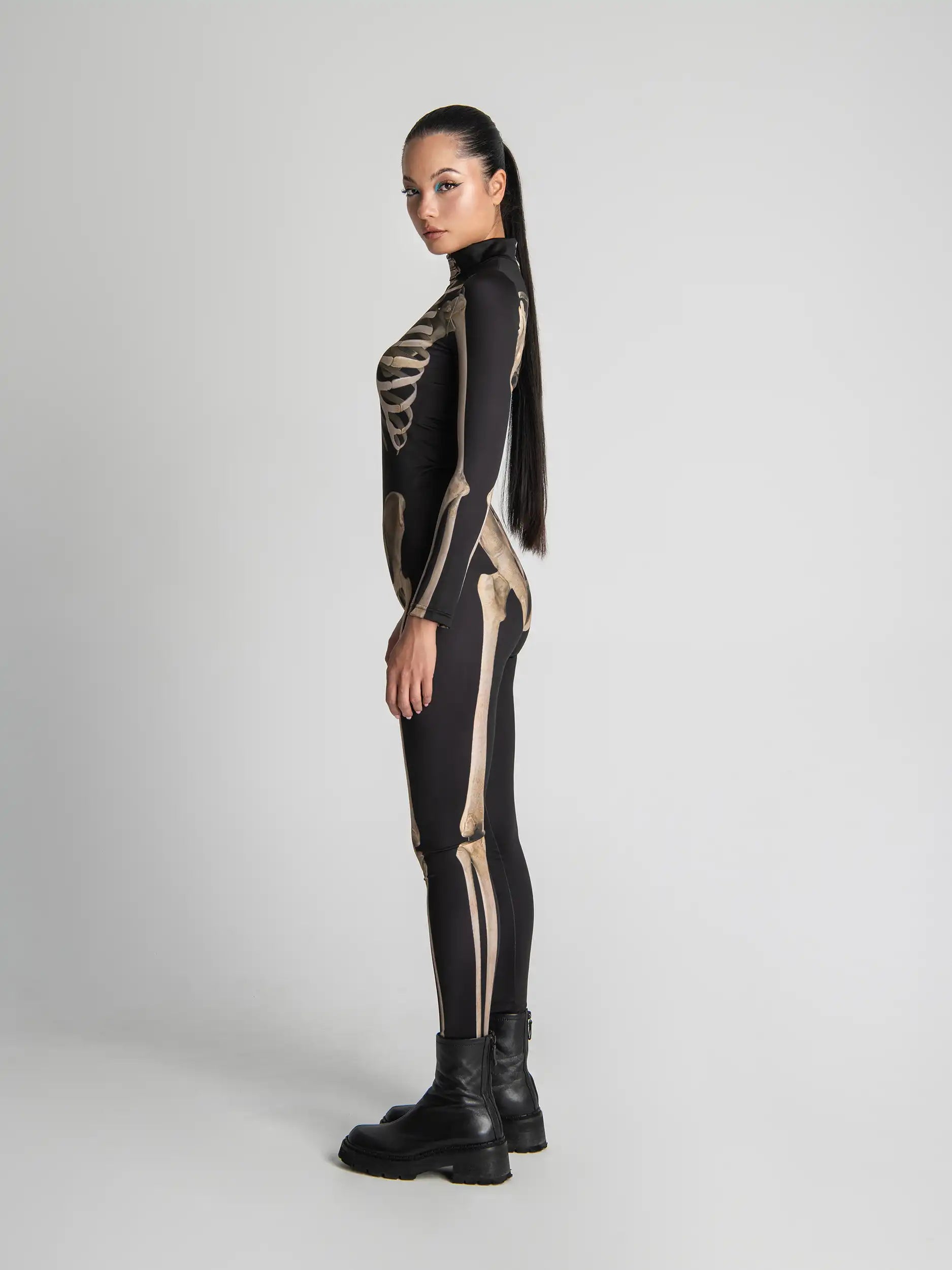 Spooky Skeleton Costume for Women – Halloween Catsuit Outfit