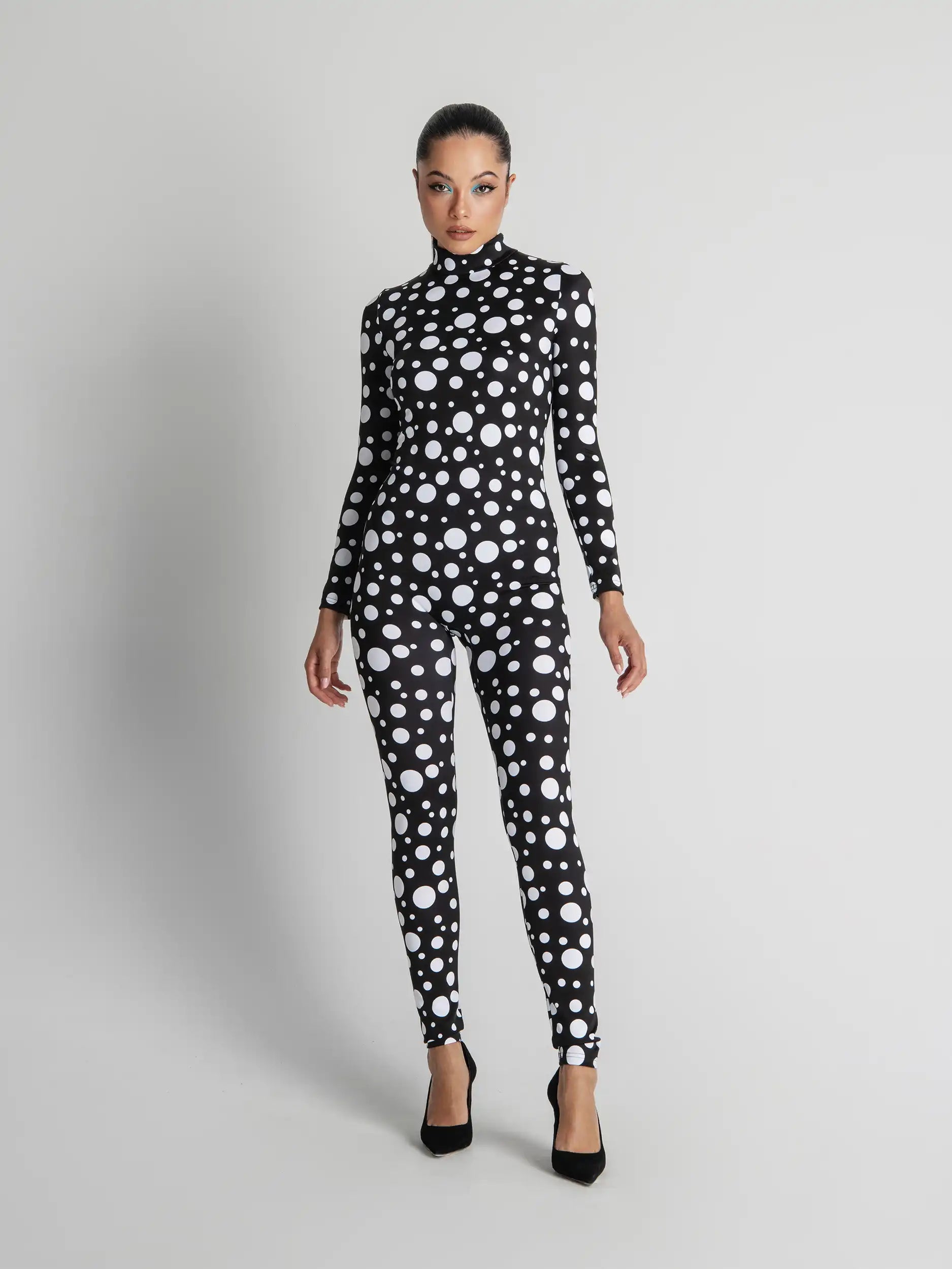 Polka dot Sexy Bodysuit - Edgy Black and White Design