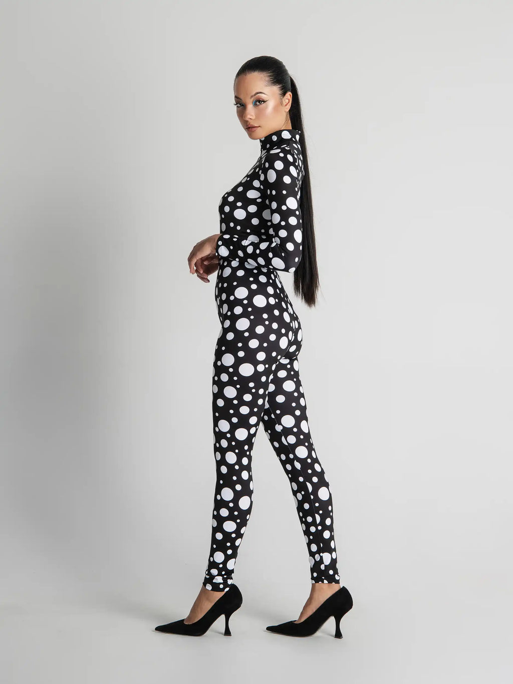 Polka dot Sexy Bodysuit - Edgy Black and White Design