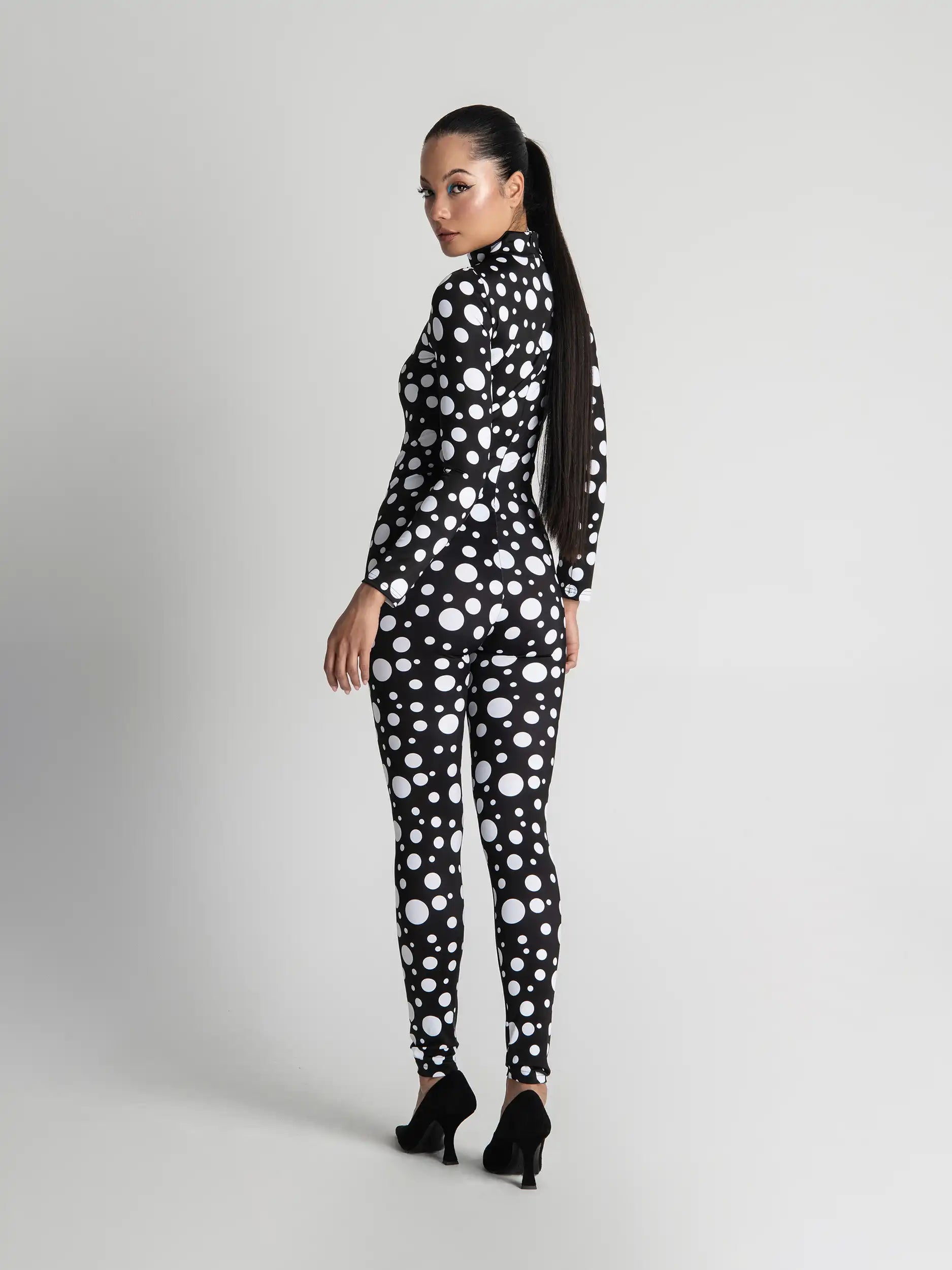 Polka dot Sexy Bodysuit - Edgy Black and White Design