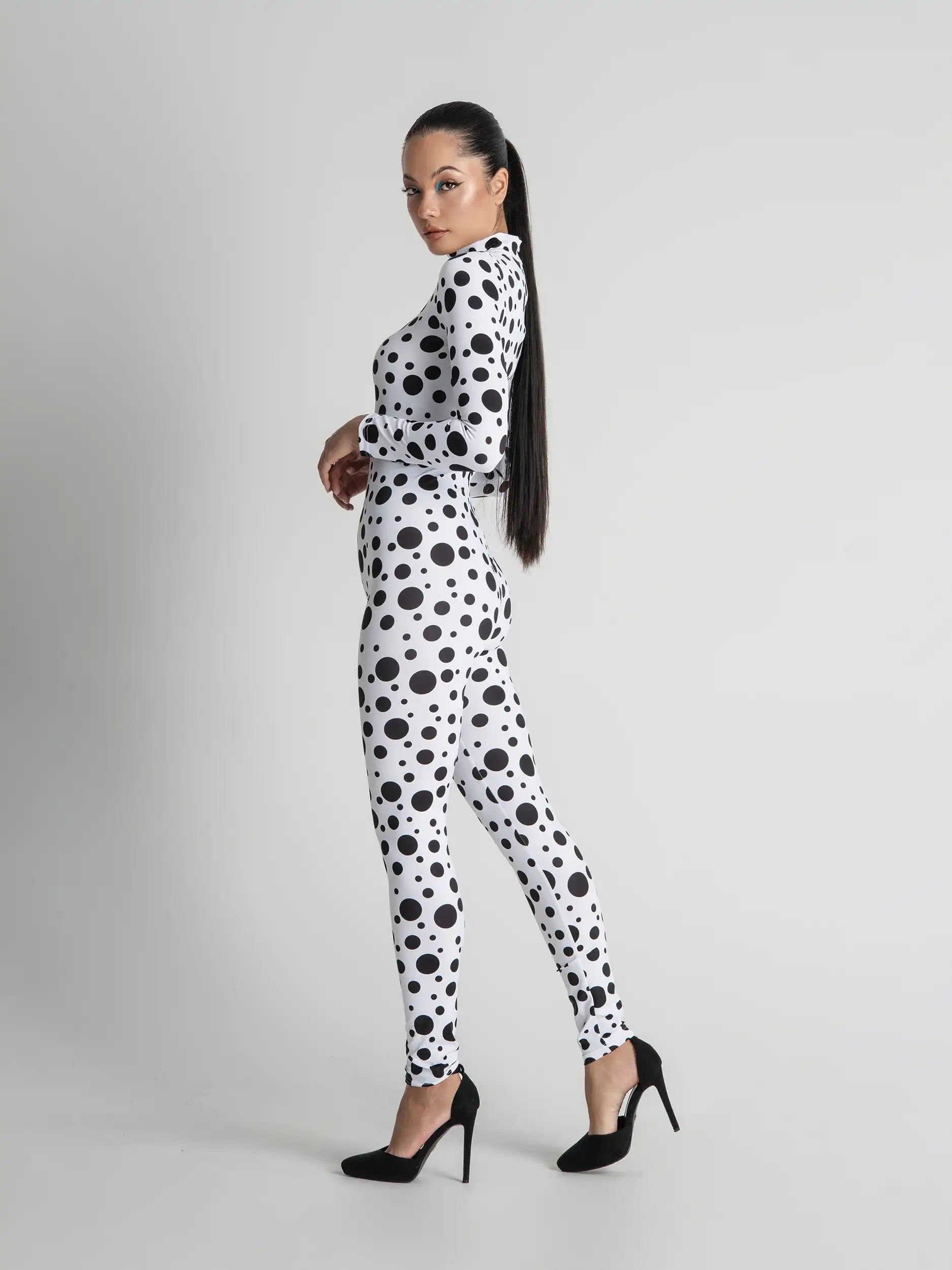 Funky Black and White Polka dot Sexy Bodysuit for Women