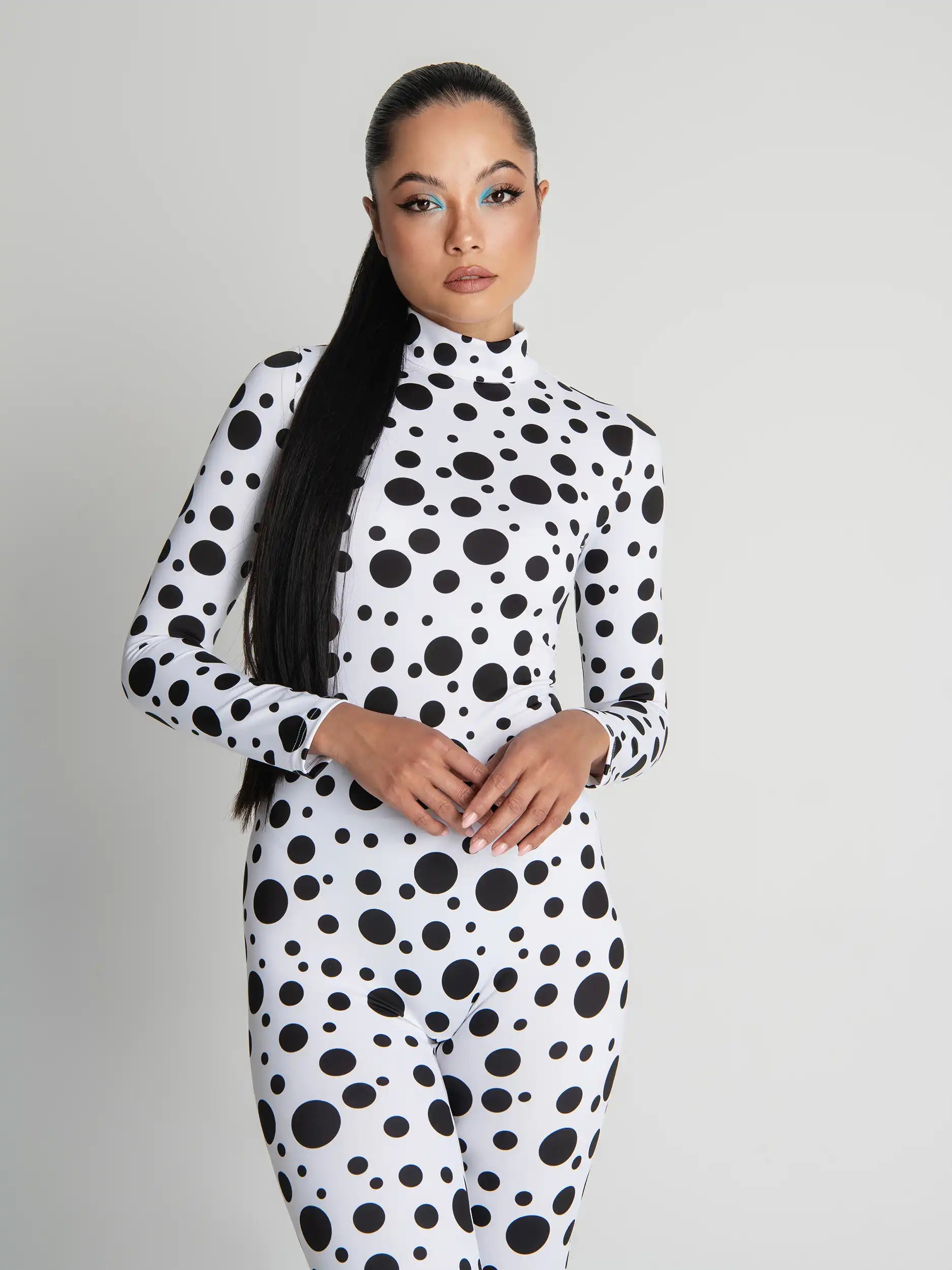Funky Black and White Polka dot Sexy Bodysuit for Women