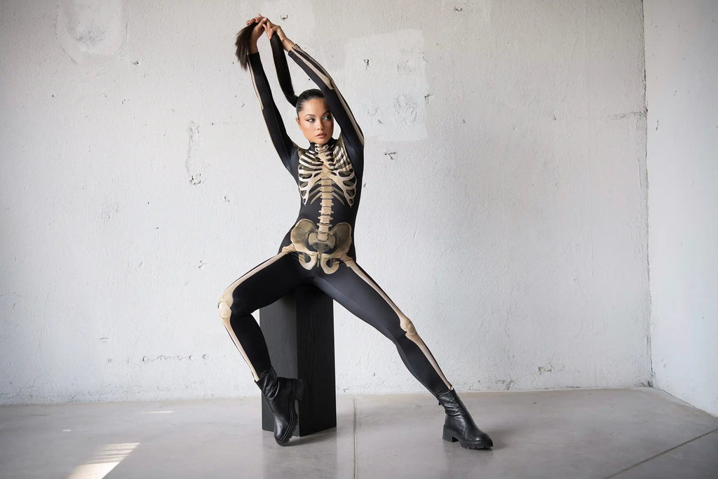 Spooky Skeleton Costume for Women – Halloween Catsuit Outfit