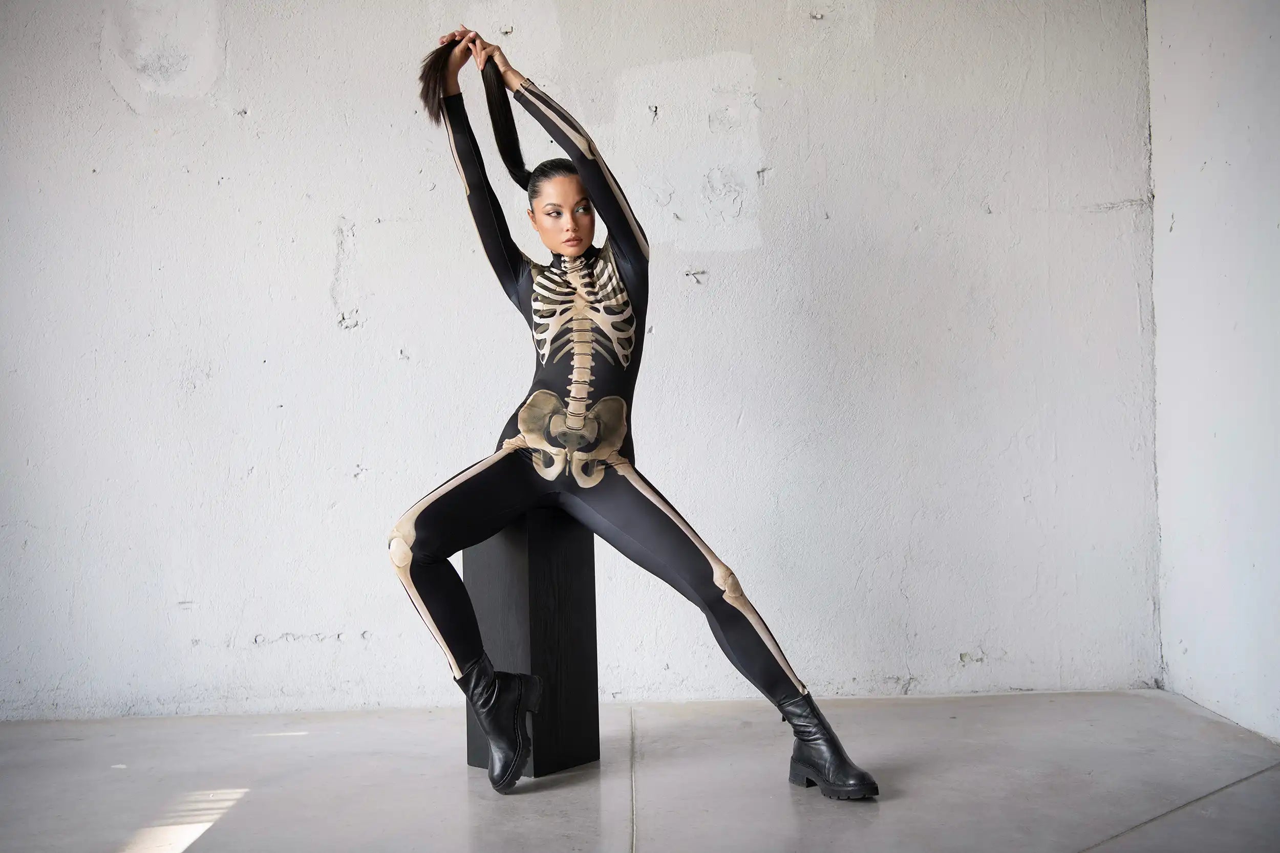 Spooky Skeleton Costume for Women – Halloween Catsuit Outfit