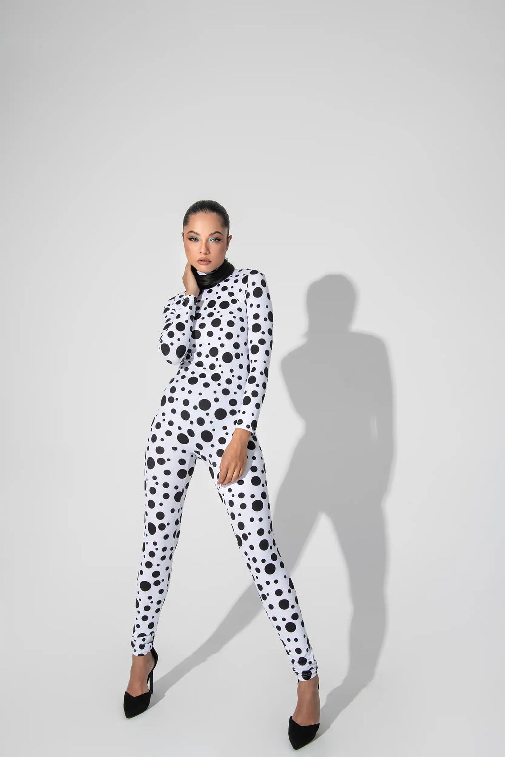 Funky Black and White Polka dot Sexy Bodysuit for Women