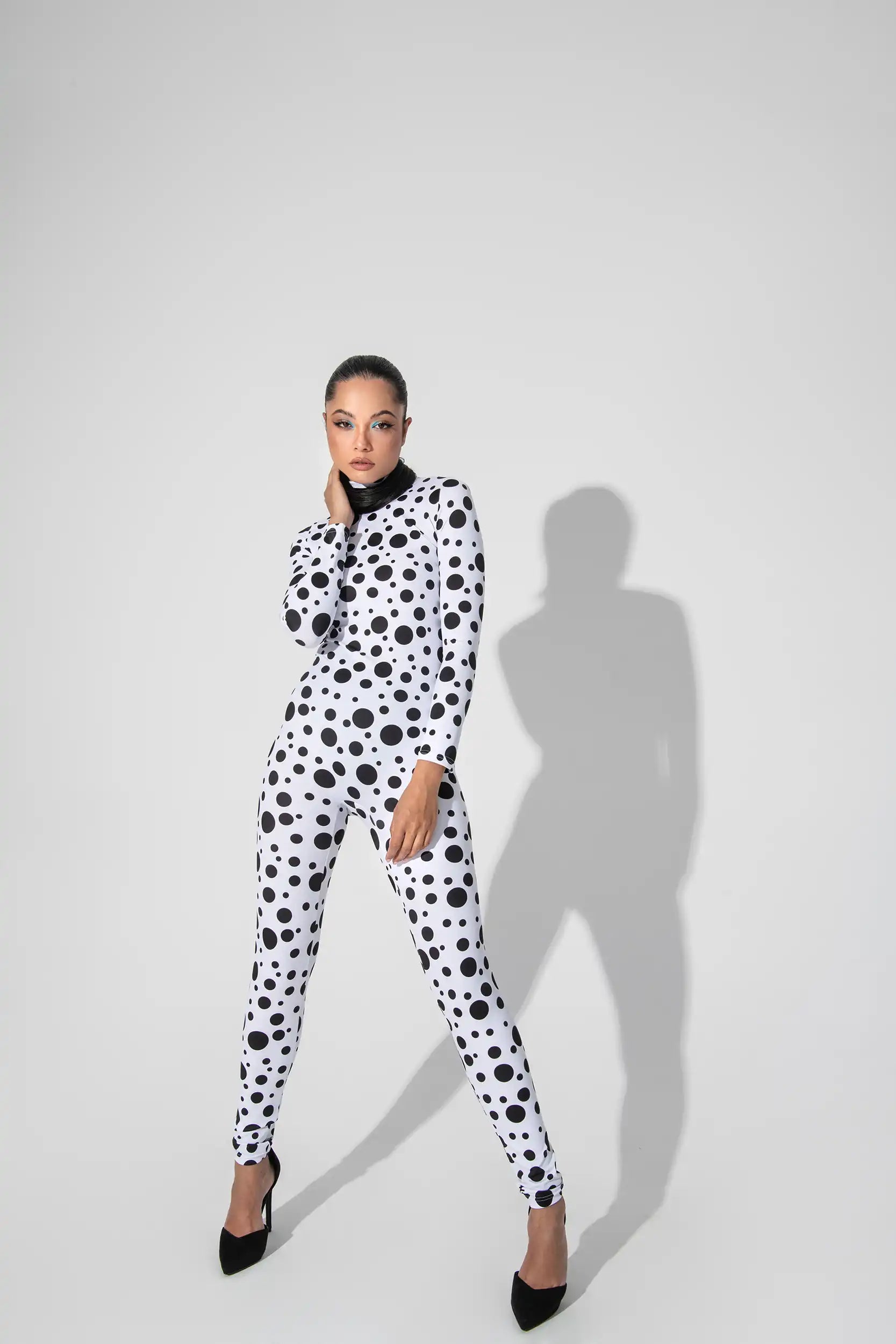 Funky Black and White Polka dot Sexy Bodysuit for Women